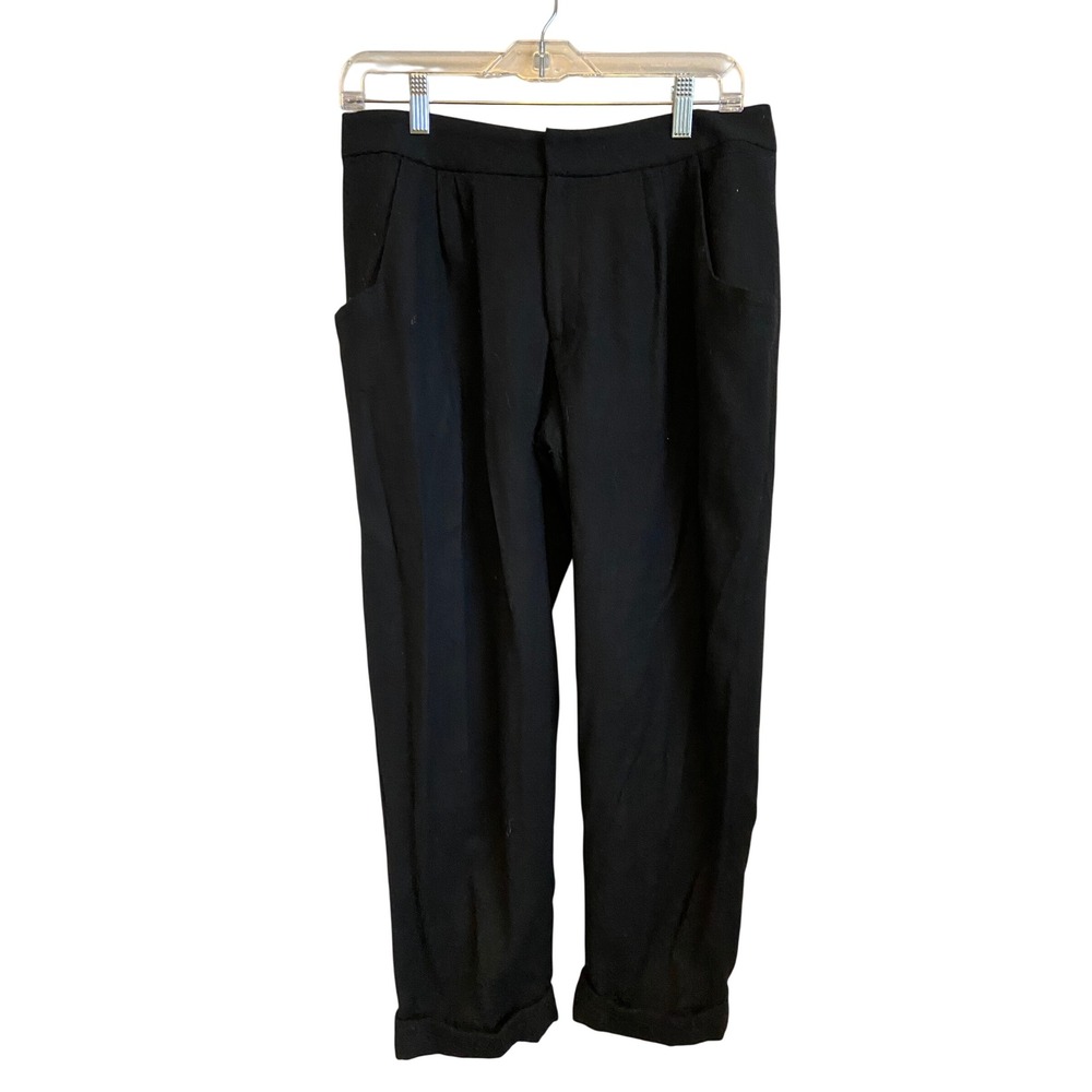 Loeffler Randall Black Wool Silk Lined Pleated Tapered Ankle Pants Size 6
